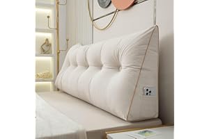 TESICA Large Triangular Headboard Pillow Backrest Positioning Support Bed Bolster Rest Reading Pillow with Removable Cover Soft Headboard Cushion Backrest Pillow for Sitting in Bed, White