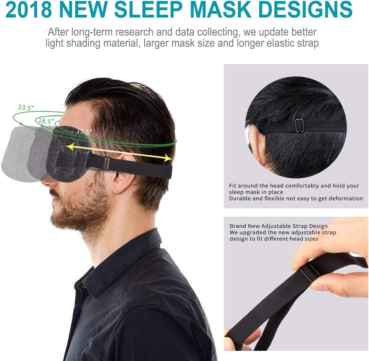 Sleep Mask, 100% Blackout 3D Contoured Sleep Eye Mask, Comfortable & Super Soft Sleeping Mask with Adjustable Straps for Women, Men, Concave Molded Night Eye Mask for Sleeping for Travel Yoga Naps: Health & Personal Care