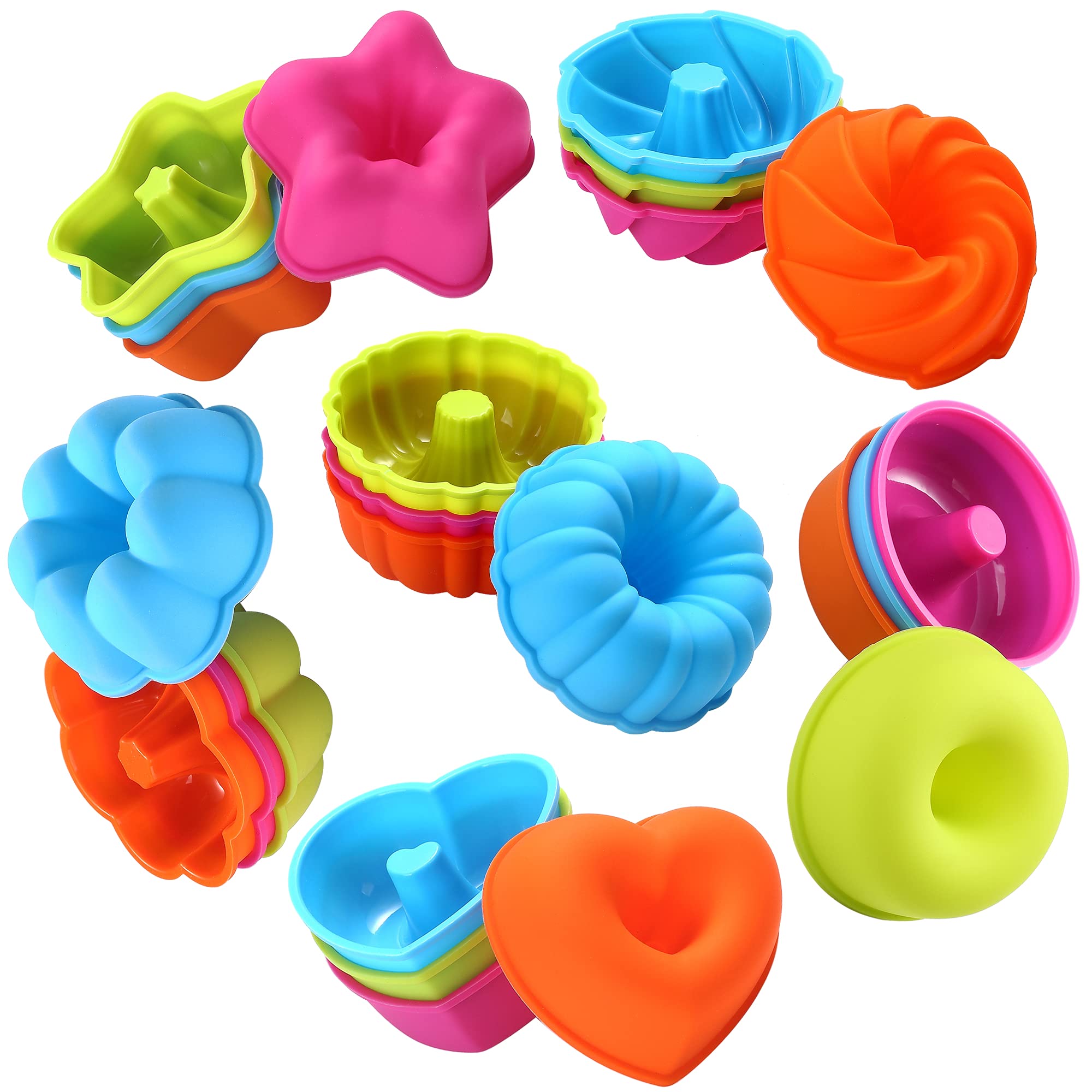 To encounter 24Pack Silicone Molds, Nonstick 2 3/4 inches Silicone Donut Mold, Baking Cups, Donut Pan, Muffin, Jello, Bagel Pan, Oven- Microwave- Dishwasher Safe — image 1