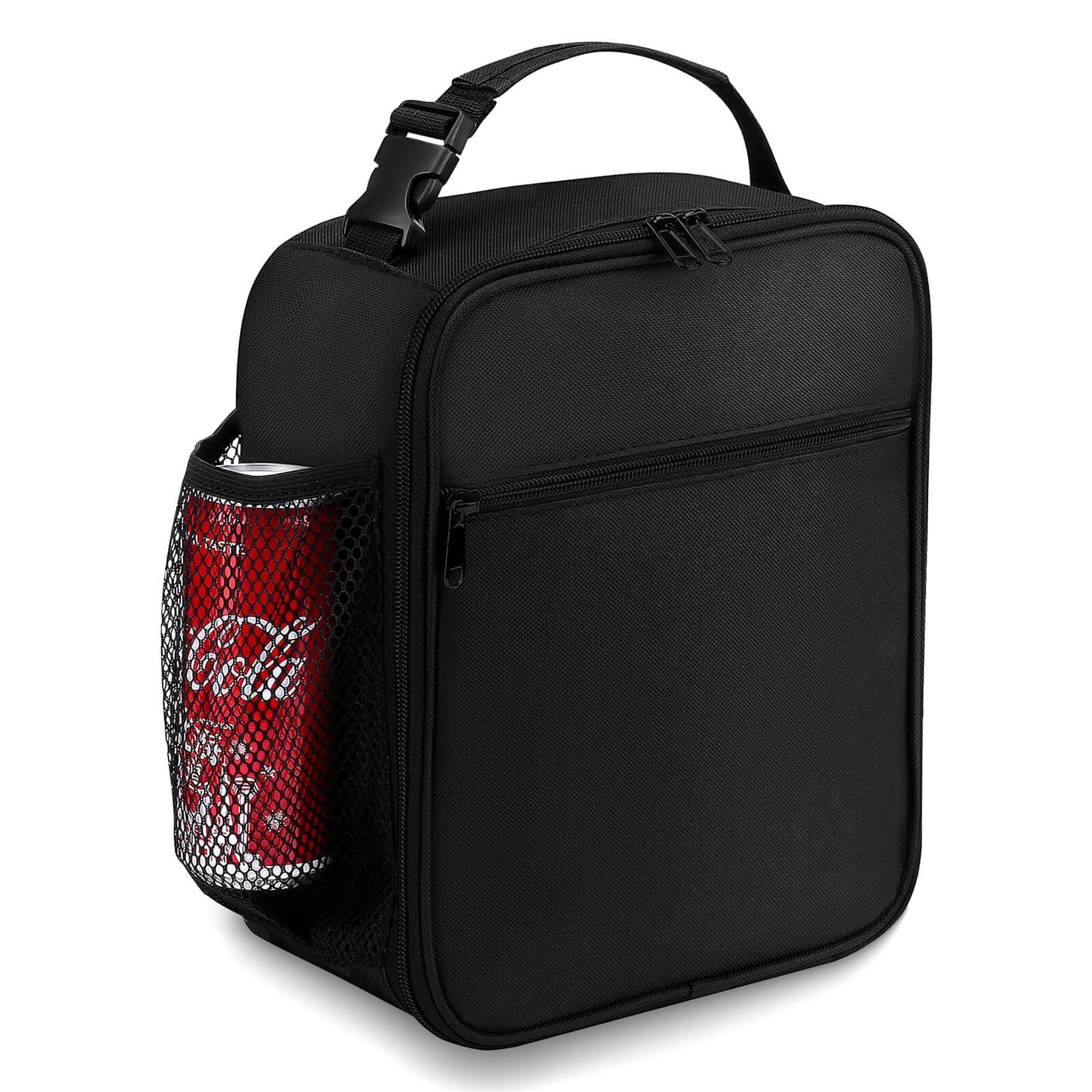 3-Zone Insulated Lunch Bag for Adults Kids | 12hr Thermal Control, Waterproof & Leakproof | Expandable Compartments, Detachable Strap (Black)