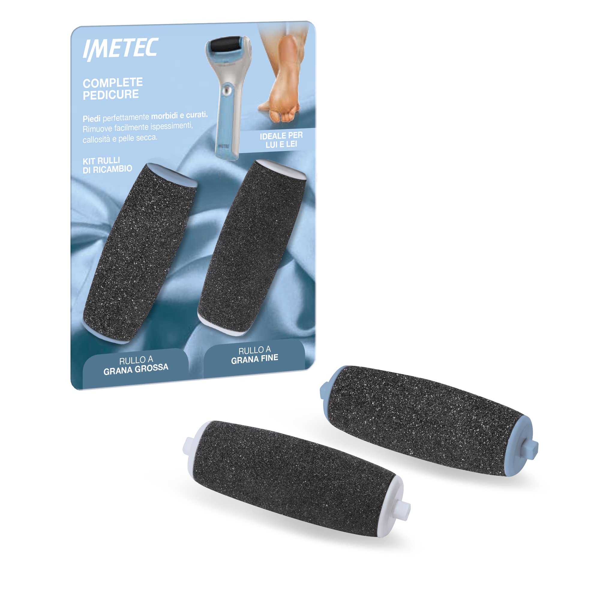 Imetec Callus Remover Replacement Roller Kit for Electric Pedicure, 1 x Coarse Roller, 1 x Fine Grain Roller