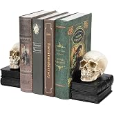 MyGift Skull Bookends Gothic Resin Book Ends Heavy Books Set of 2 | Resin Construction, Gothic Skull Design, Supports Large Novels, Halloween Display, Dark Academia D&eacute;cor, Stable Shelf Support