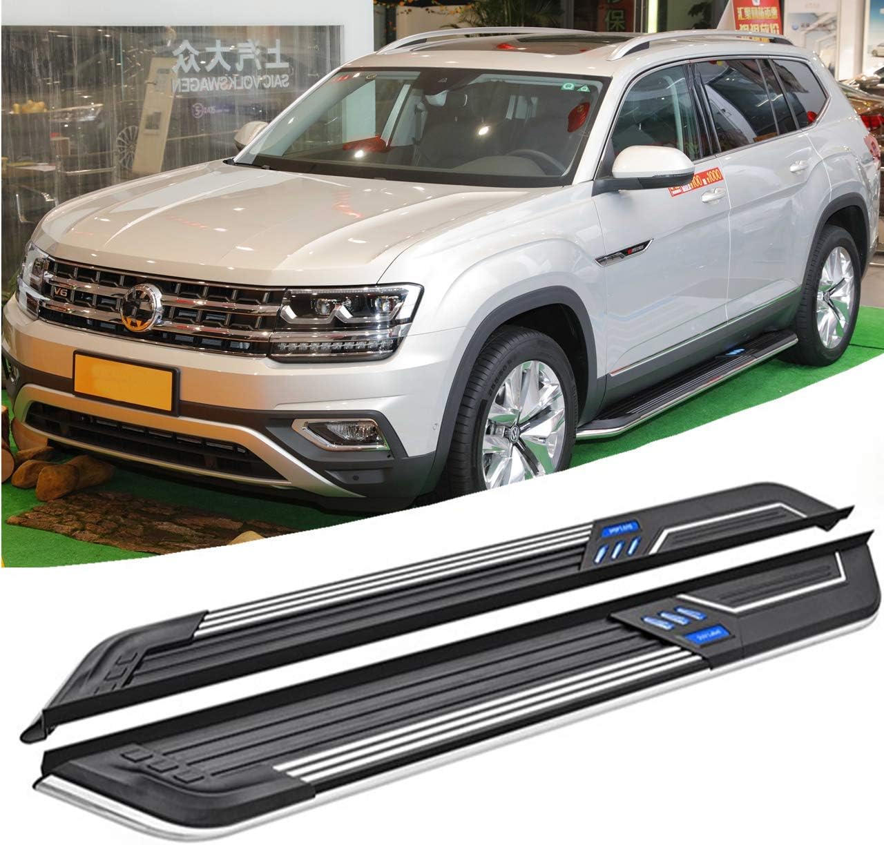 Auto Prich fits for VW Volkswagen Atlas 2018 2019 Running Board nerf bar Side Step 2pcs