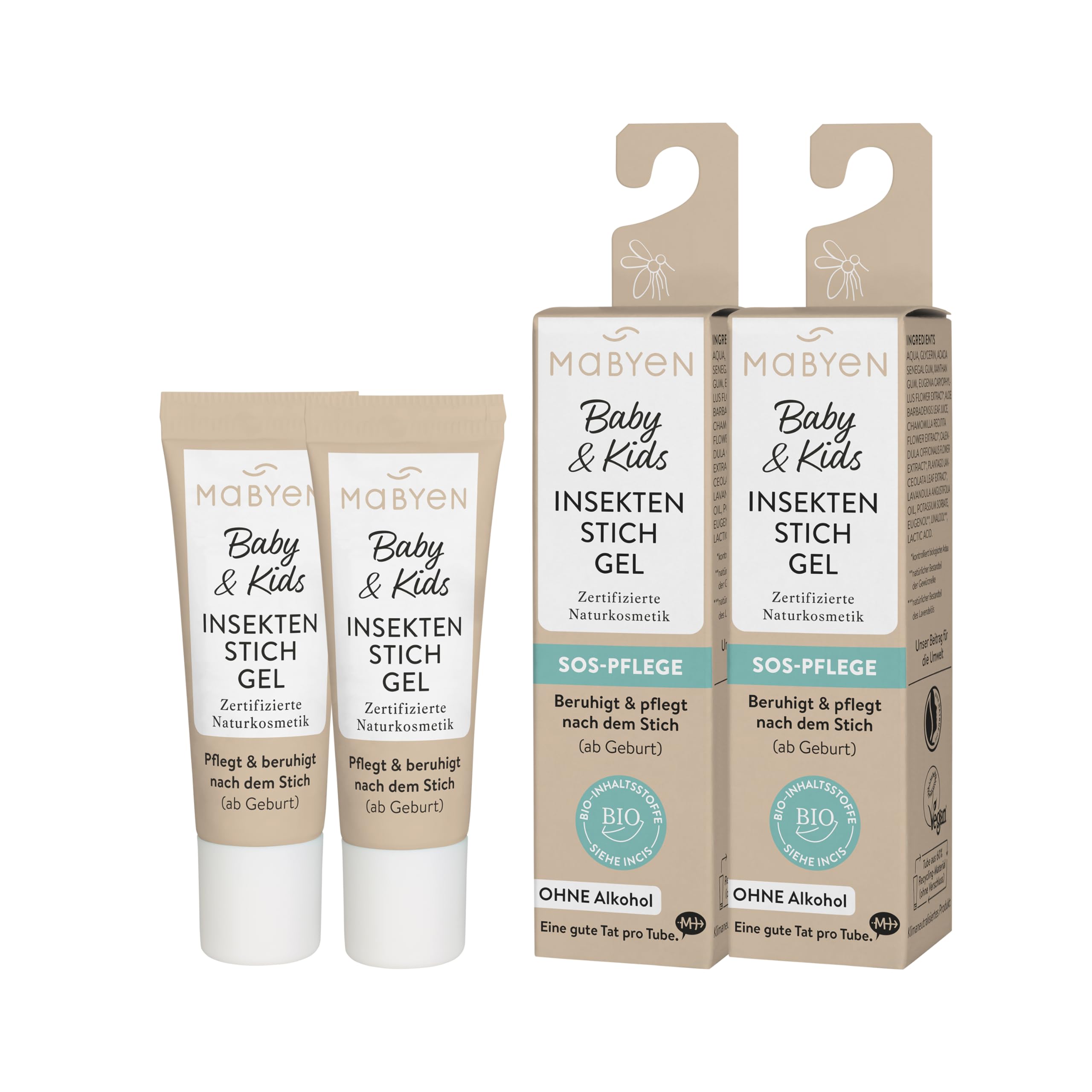 MABYEN Insektenstichgel für Babys und Kinder ab Geburt, alkoholfrei, 2x10ml