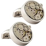 Knighthood Round Steampunk Watch Movement Mechanical Cufflinks for Men
