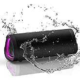 Vanzon V40 Wireless Portable Bluetooth Speaker V5.0 with IPX7 Waterproof, TWS Dual Pairing and RGB Lights, Suitable for Home/Outdoor/Travel