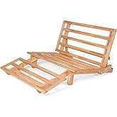 Nirvana Futons Tri-Fold Wood Futon Frame Full Size Sofa Bed Lounger - (Affordable Space Saver, Natural Finish) Ideal for Small Spaces, RVs, and Dorm Rooms