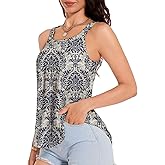 ANYFITTING Women's Built in Bra Tank Top 2025 Summer Trendy Tops Flowy Loose Fit Casual Halter Cami Camisole Outfits S-3XL