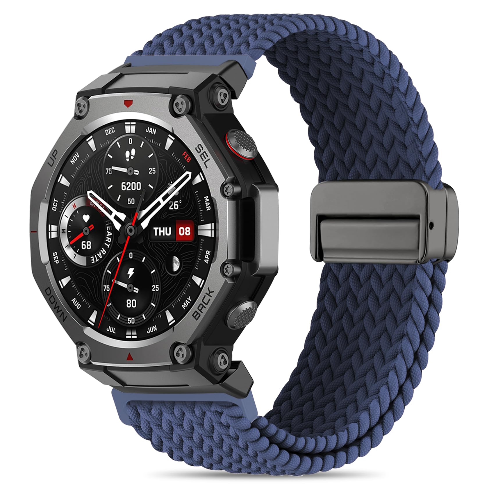 HQzon Elastic Woven Band Compatible with Amazfit T-Rex 3, Metal Magnetic Buckle Sports Replacement Strap Compatible with Amazfit T-Rex 3