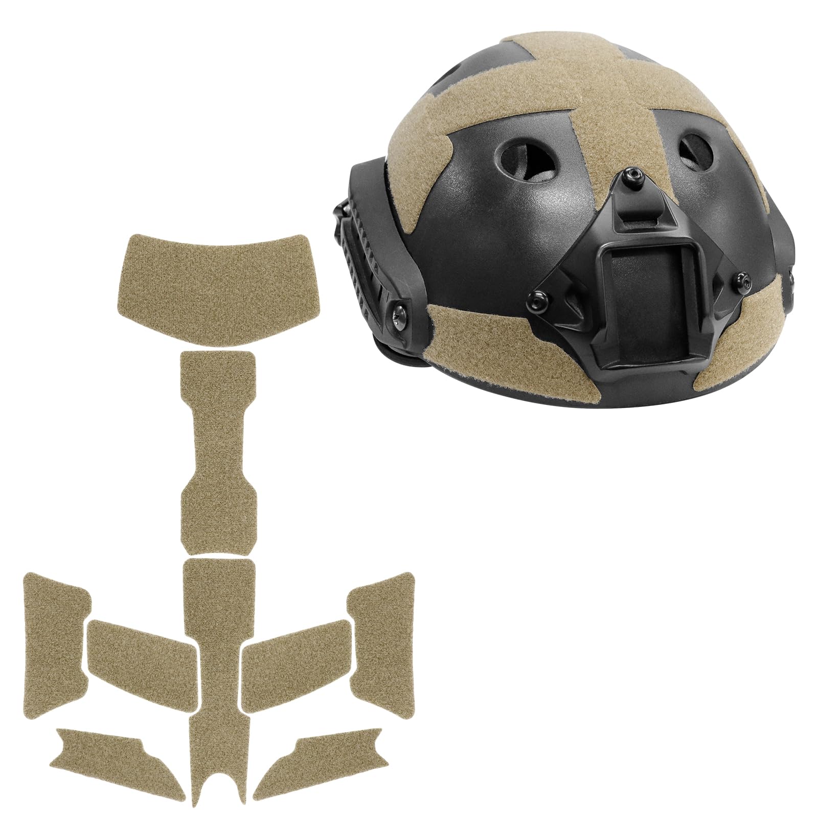 Qavctw 9Pcs Helmet Patches Hook and Loop, Tactical Patches Military Helmet Hook and Loop Fastener Set Sticky High Cut for Fast Helmets Tactical Accessories