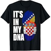 Bosnian And Croatian Mix DNA Heritage Flag T-Shirt
