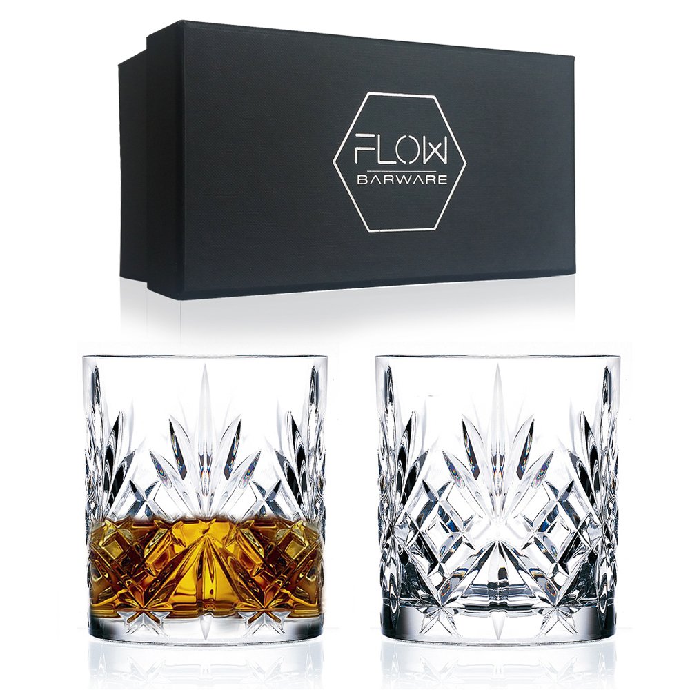 Buy FLOW Barware Classic Whiskey Glasses Set of 2 Crystal Whisky