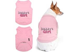 Parisian Pet Dog T-Shirt with Embroidered 'Daddy’s Girl' Words - 100% Cotton, Breathable Sleeveless Girl Dog Clothes - Machine Washable Shirt for Large Dogs, 5XL