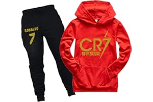 RYDLE Kids Cristiano Ronaldo Pullover Hoodie Sweatshirt and Sweatpants Set-CR7 Tracksuit 2 Piece Outfits for Boys Girls