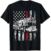 Fireman American Flag Thin Red Line Firefighter T-Shirt