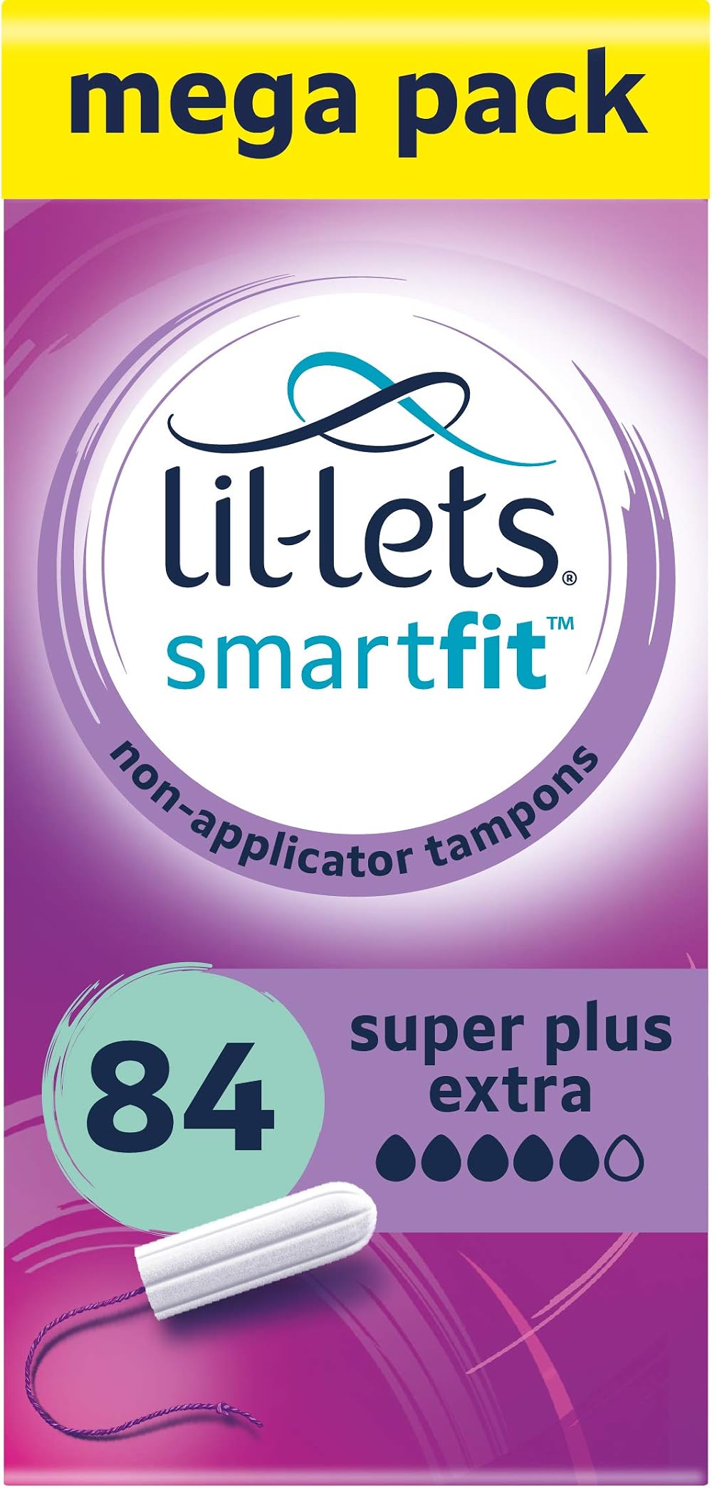 Lil-Lets Non-Applicator Super Plus Extra Tampons 84 (6x14) Plant-Based