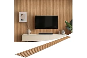 LARWORKS WPC Slat Wall Panels 8 Pack 96" x 6", Waterproof Fluted Wall Paneling, Accent 3D Wall Panel for Wall Decor, Bathroom, Bedroom, Office - Low Grille Elm (Cover Approx.32 sq.ft)