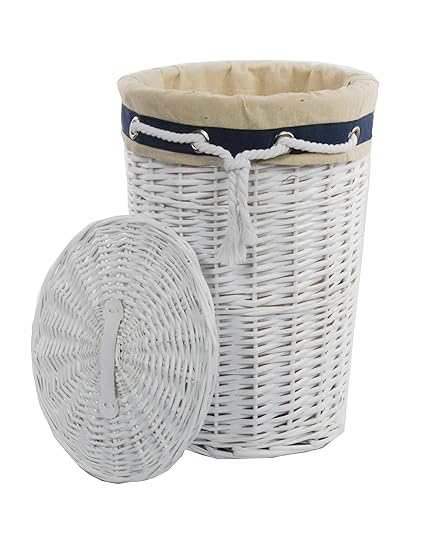 DVier SWWK-39WRd-a Wäschekorb, Korb, Weiß 32 x 32 x 46 cm