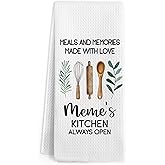 Gnmduw Meme Gifts Kitchen Towels, Grandma Hand Towels, Mothers Day Birthday Gift for Meme, Grandma Gifts from Grandkids, Gigi Mimi Gift Hand Dish Tea Towel for Kitchen Decor, 16x24 in