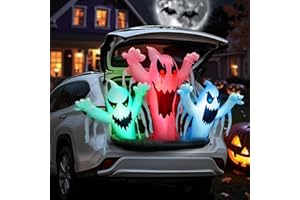 DUSOR Trunk or Treat Car Decorations Kit Inflatable Ghost, Halloween Trunk or Treat Car Decorations, Halloween Inflatables Outdoor Decoration, Blow up Yard Decoration Inflatable Ghost with Built-in LEDs