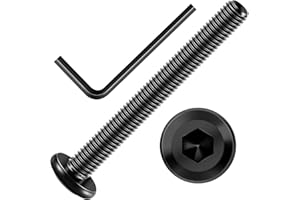 Mywish M6 x 60mm 20Pcs Flat Head Hex Socket Cap Screws Bolts, 304 Stainless Steel Furniture Bolts Full Thread, Black Oxide & 