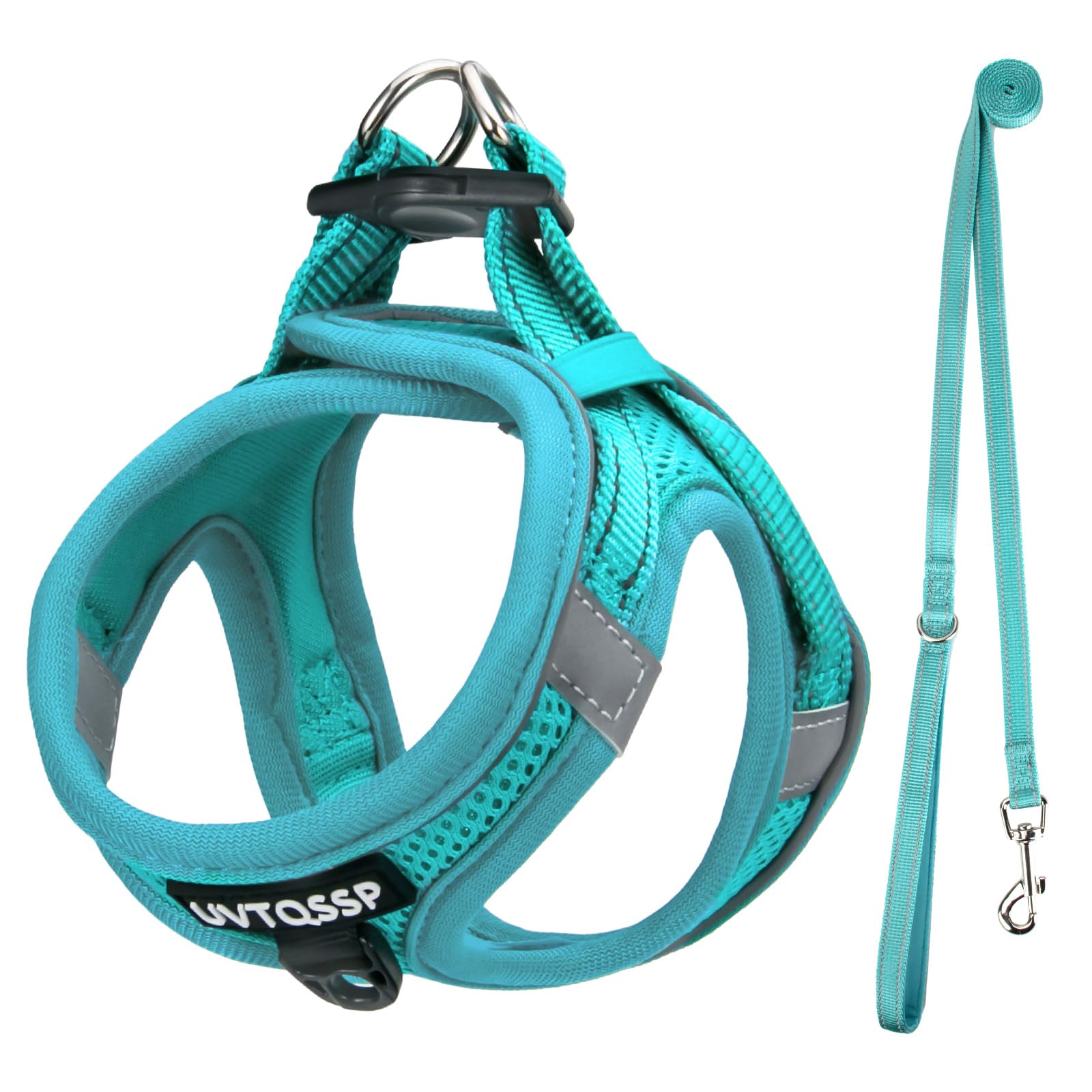 UVTQSSP Dog Harness Small Dogs with Lead Padded Puppy Harness Small Light Blue XS