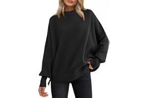 ANRABESS Women Oversized Sweaters Batwing Long Sleeve 2025 Fall Outfits Crewneck Casual Knit Side Slit Fashion Pullover Top