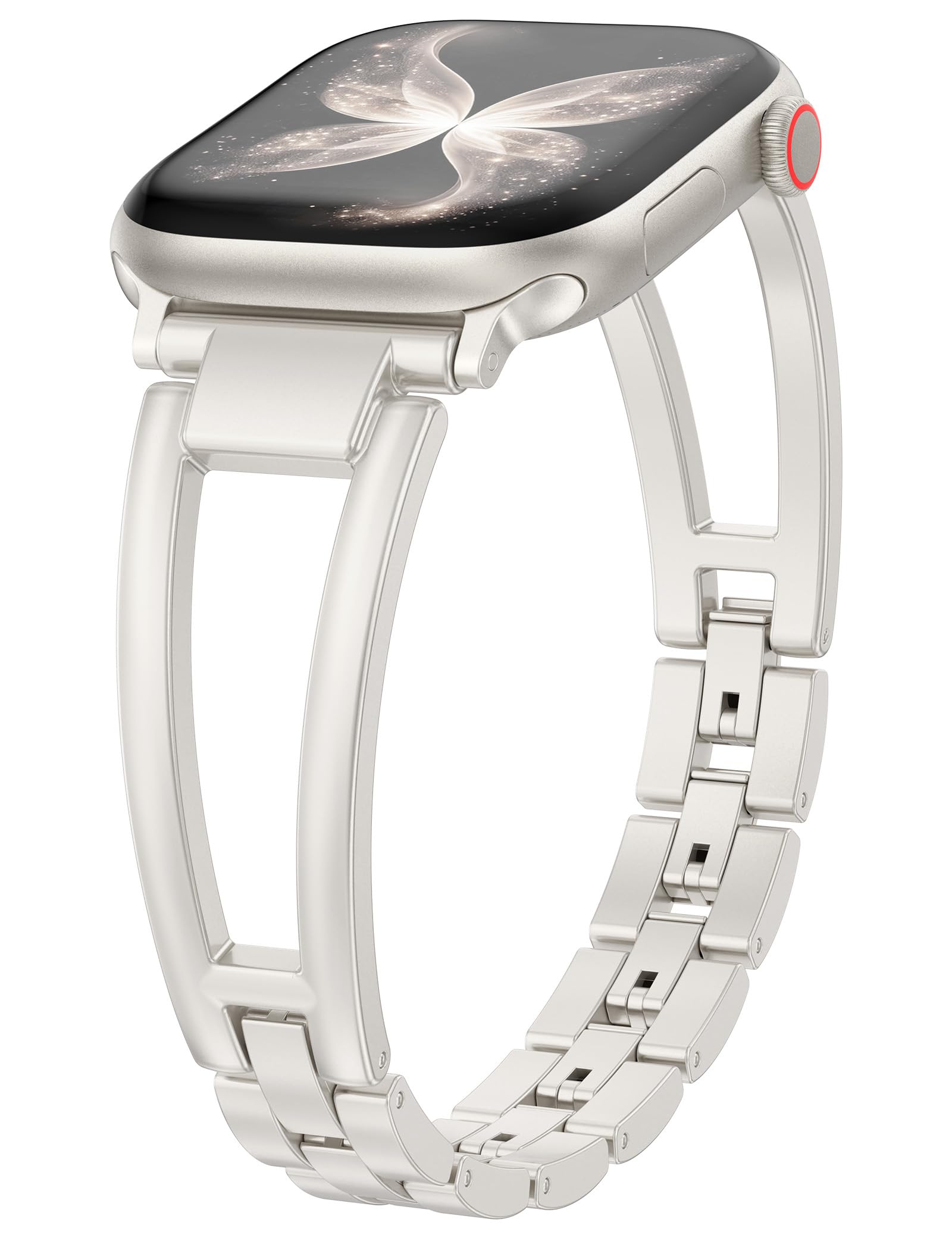 Wearlizer Compatible with Apple Watch Band 42/46/38/40/41/44/45/49mm Women, Dressy Fancy Stainless Steel Metal Strap Pretty Slim Designer Bracelet for iWatch Series 11 10 9 8 7 6 5 4 SE/Ultra 3 2 1