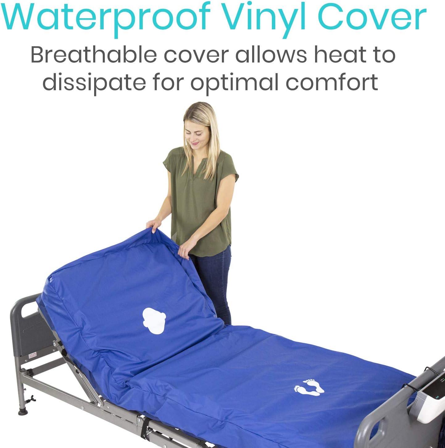 Vive 8" Alternating Pressure Mattress - Low Air Loss Hospital Replacement Mattress - Medical Bed Topper for Pressure Ulcers and Bed Sores - Variable, Inflatable Pressure Pump System: Health & Personal Care