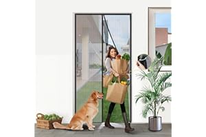 64x80 Magnetic Closure Screen Door Mesh, Heavy Duty Fiberglass Mesh Fabric, Dog/Cat gate, Keep Bugs Out Let Breeze in, Net Do