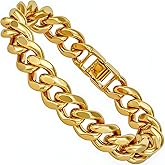 LIFETIME JEWELRY 15mm Miami Curb Cuban Link Chain Bracelet 24k Real Gold Plated