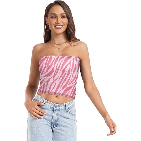 トップス tope tube top peto OTVEE Womens Tube Tops Red and White Polka Dot Strapless