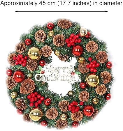 Decorazioni Natalizie Vintage.Ghirlanda Di Natale Pinecone Corona Porte E Finestre Decorazioni 18 Pollici Corona Di Natale Vintage Rattan Corona For Famiglie Hotel Mall Porte O Finestre Ghirlanda Festiva Dimensione 60cm Amazon It