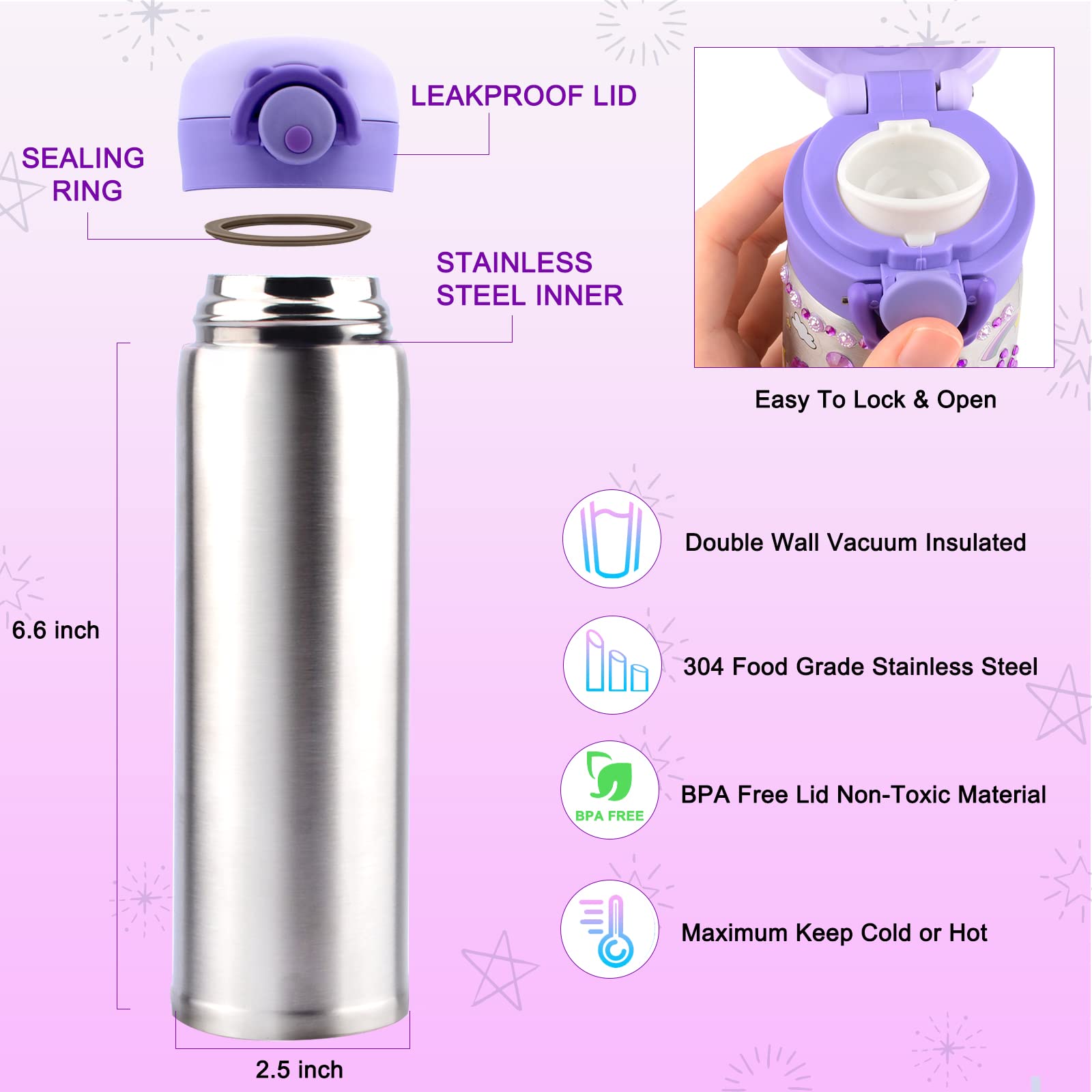 Coosilion Gifts for Kids, Decorate Your Own Water Bottle Kits for Girls Age 4-6-7-8-10-12 with Cute Stickers Arts and Crafts for School, Birthday Gifts for Girls, Back to School Supplies