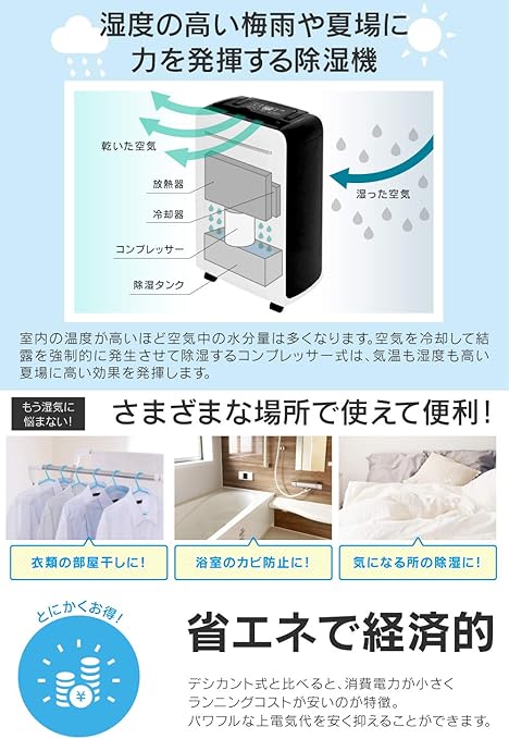 Amazon Neolead 除湿機 除湿器 コンプレッサー式 除湿力8l 除湿乾燥機 乾燥器 乾燥機 マイナスイオン コンパクト コンプレッサー式 Neolead 除湿機