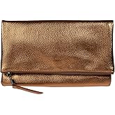 JNB Women's Faux Leather Zipper Foldover Clutch Purse with Tassel