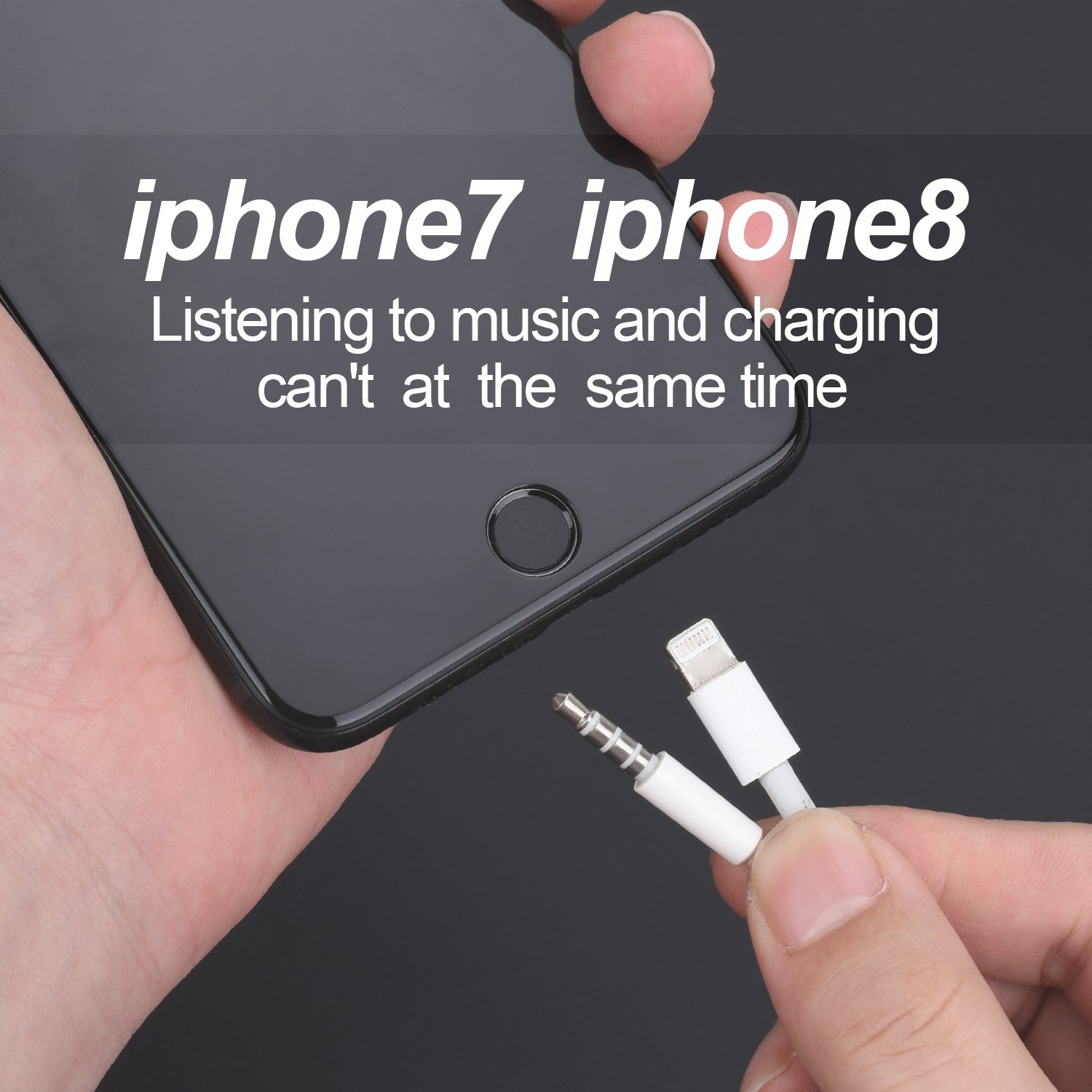 iPhone 8 Adapter Lightning Adapter Headphone Jack for 3.5mm Metal Case Headphone Audio Adapter 2.4A Quick Charge Earphones Splitter COMPATIBLE IOS 11 (No Calling Feature and Transfer Data）ZERKAR