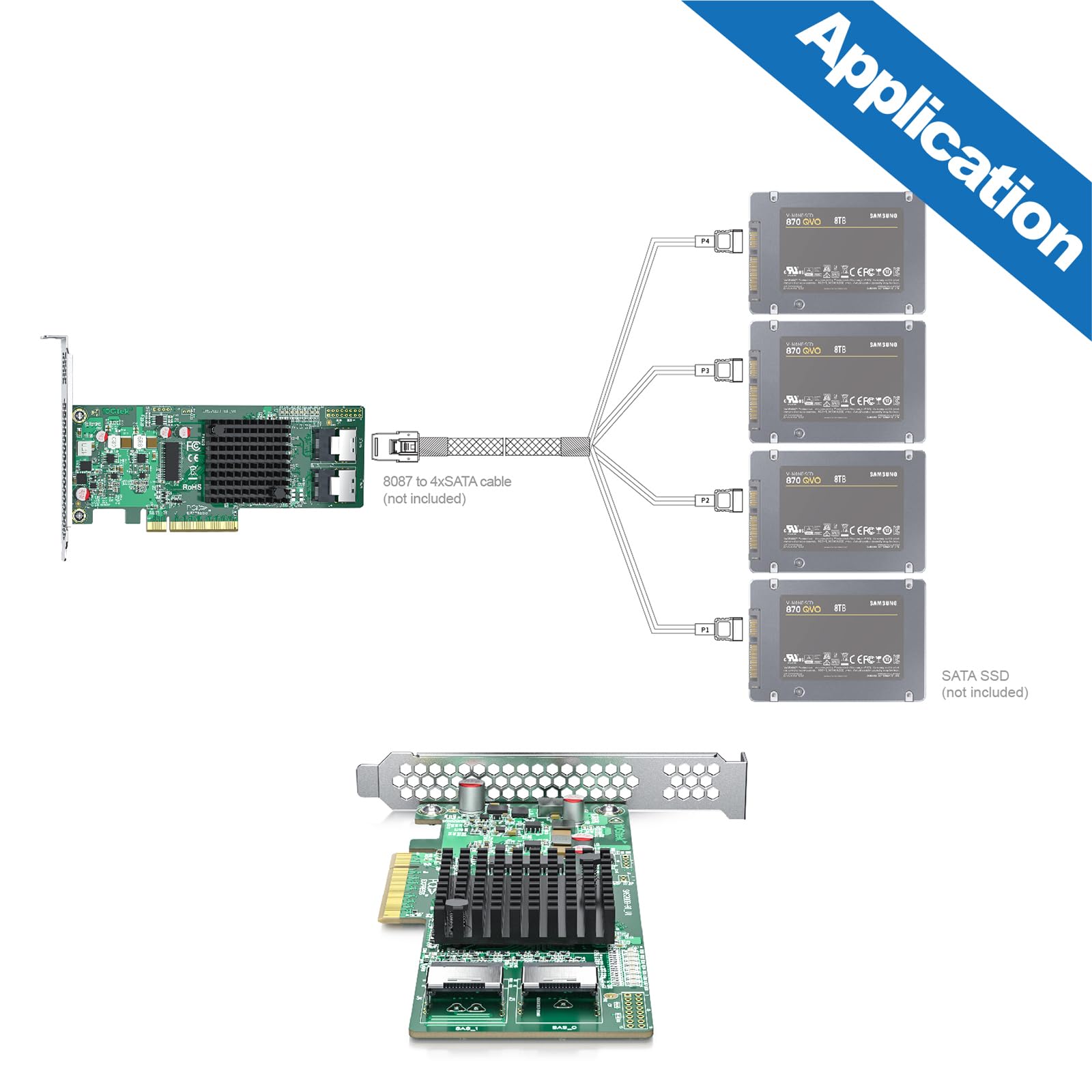 10Gtek Sas Raid Controller Showing Included Low-Profile Bracket And Accessories