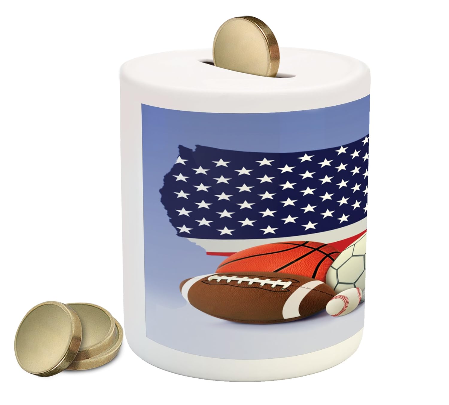 Buy Americana Piggy Bank By Lunarable American Map And Sport