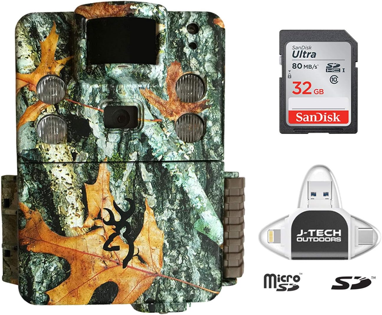 Browning Strike Force HD APEX (2019) Trail Game Camera Bundle Includes 32GB Memory Card and J-TECH iPhone/iPad/Android USB Memory Card Reader | BTC5HDAPX