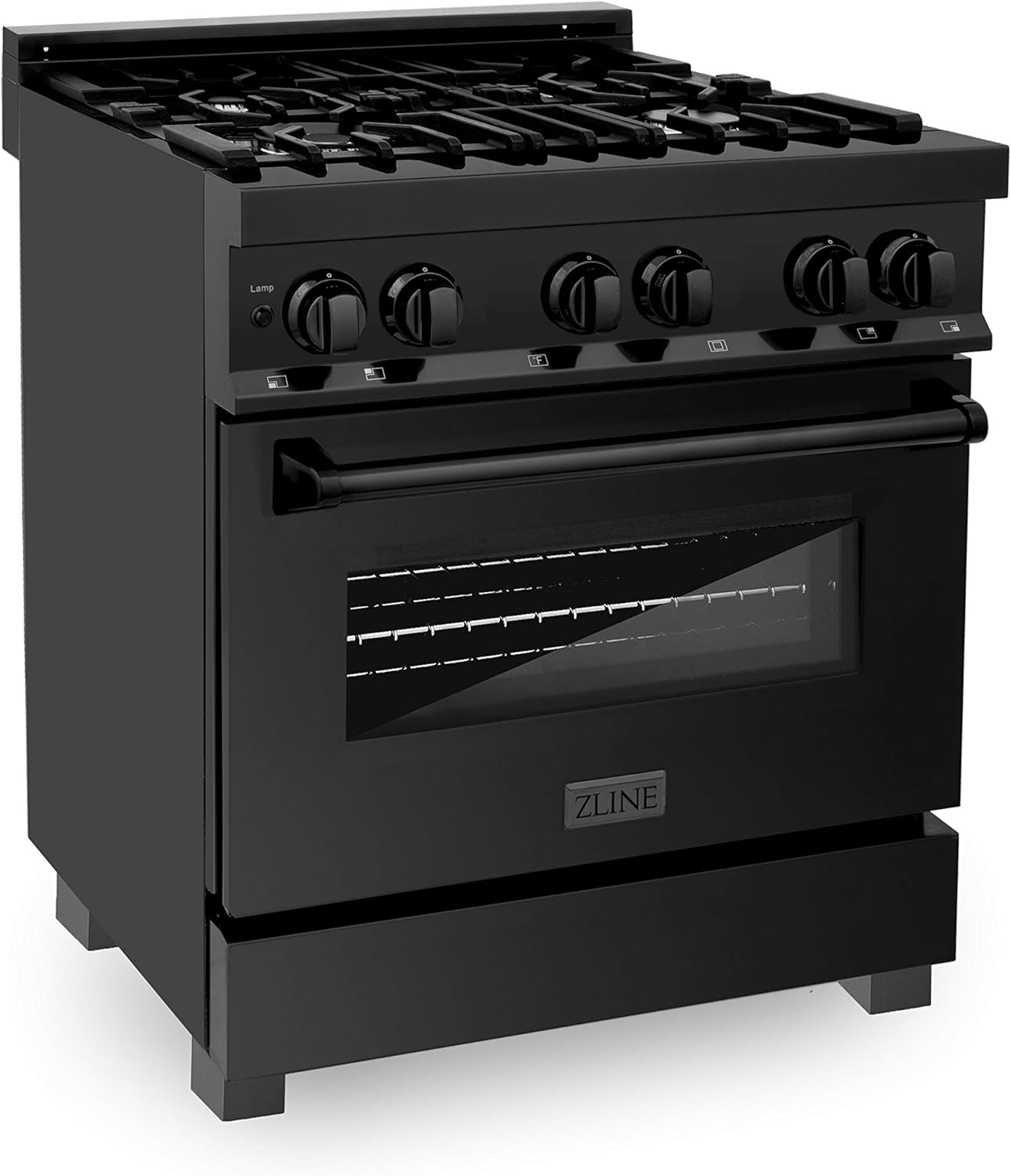 ZLINE 30" 4.0 cu. ft. Dual Fuel Range with Gas Stove and Electric Oven in Black Stainless Steel (RAB-30)