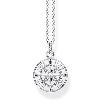 THOMAS SABO Damen Kette Kompass Glaube, Liebe, Hoffnung 925er Sterlingsilber KE1849-051-14