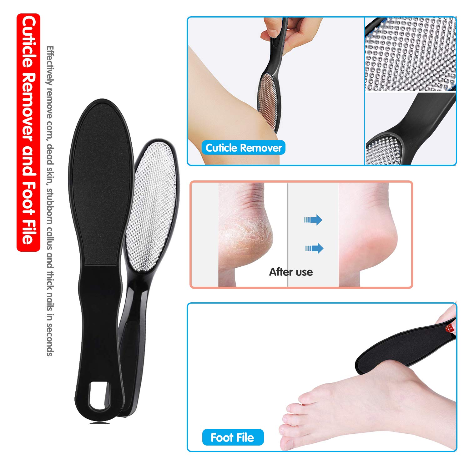 Professional Pedicure Kit(17in1), Stainless Steel Foot File Exfoliating Prevent Clean Dead Skin Tool Kit, Nail Toenail Clipper Foot Care Kit for Men, Women, Salon, Home (Black) : Beauty