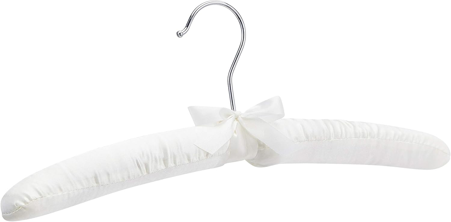 AmazonBasics Satin Padded Blouse Hangers, Ivory, 30-Pack