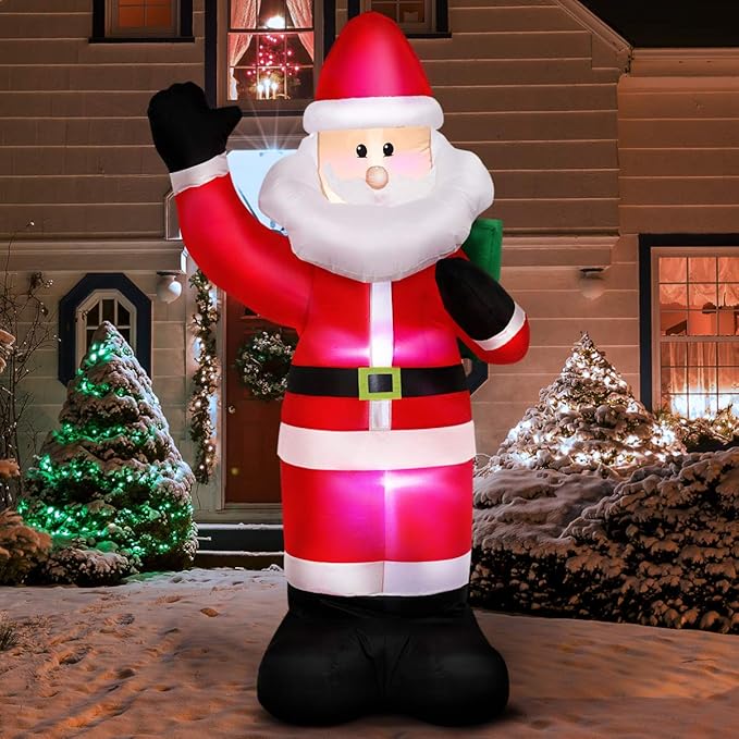 PRETYZOOM 7FT Christmas Inflatable Santa Claus with Gift