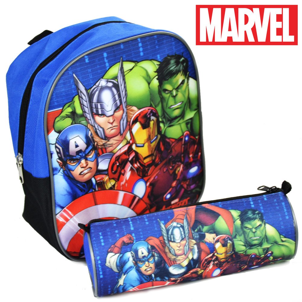 Kit Principesse Disney Zaino Zainetto Asilo con Astuccio Tombolino Zaino Zainetto Asilo Marvel Avengers con Astuccio Tombolino Zip Kit Super eroi Originale per Bambini Scuola