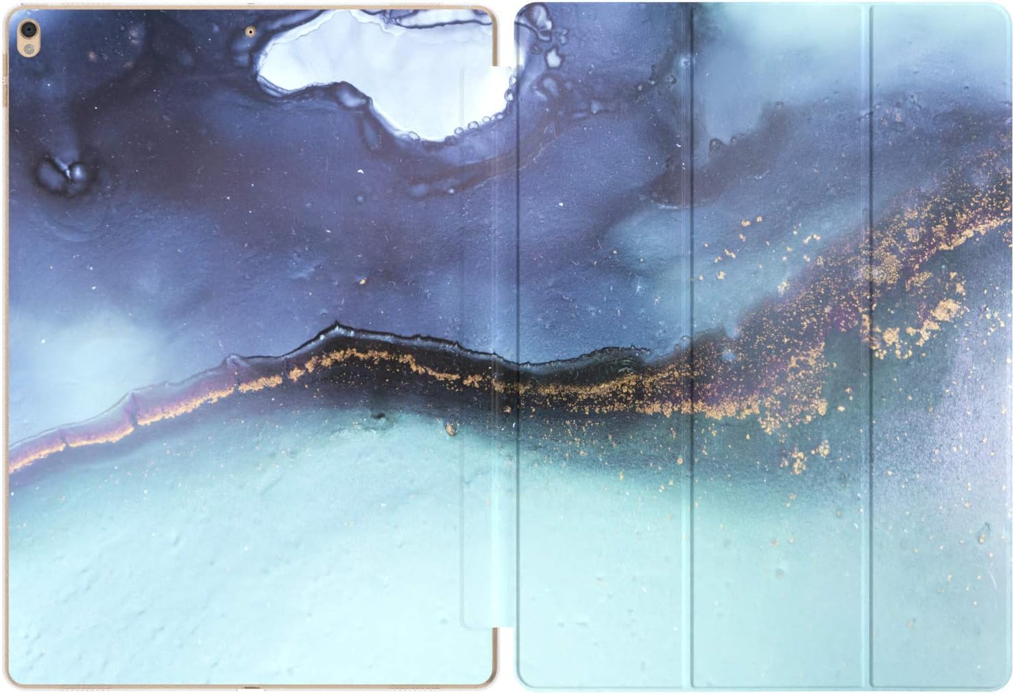 Mertak Case for Apple iPad Pro 11 Air 3 2 2019 12.9 inch 10.5 9.7 2018 2017 Mini 5 4 6th Gen Smart Cover Slim Auto Wake Sleep Blue Aqua Watercolor Abstract Navy White Design Art Painting
