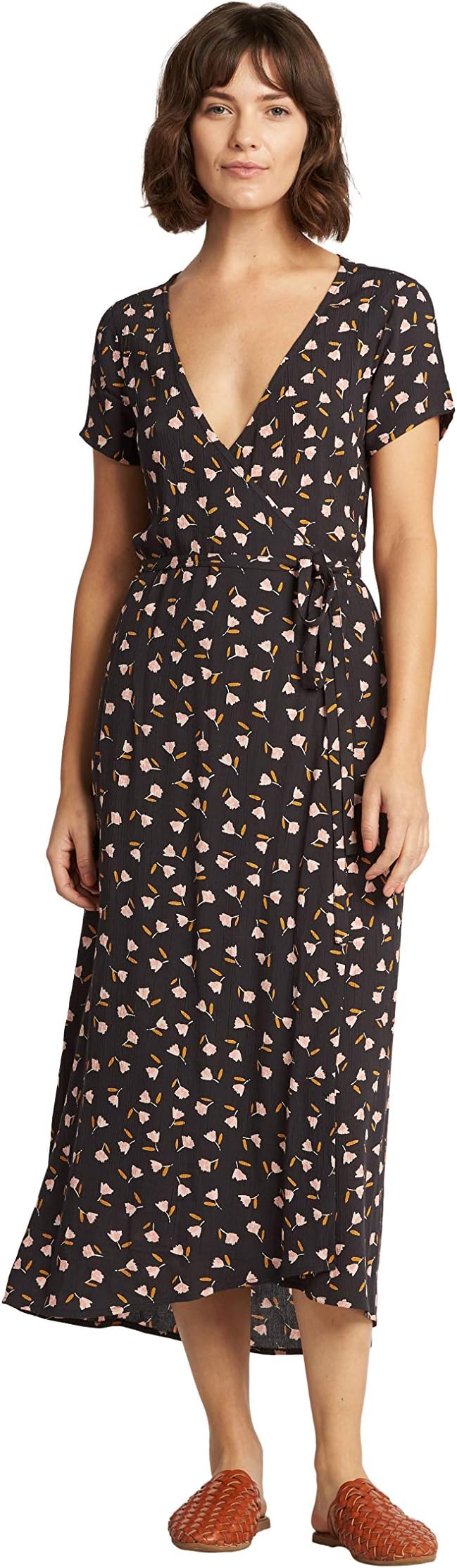 Women's Wrap Front Midi Length Dress
