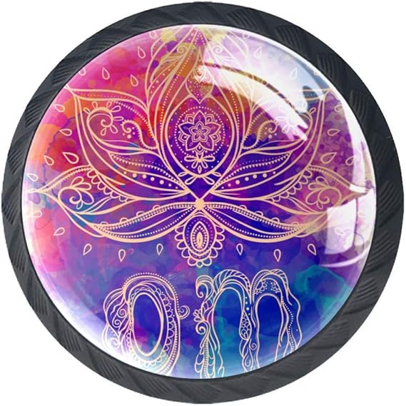 Tiradores de cajones Tiradores Boho Ethnic Yoga Lotus Gabinete Tocador