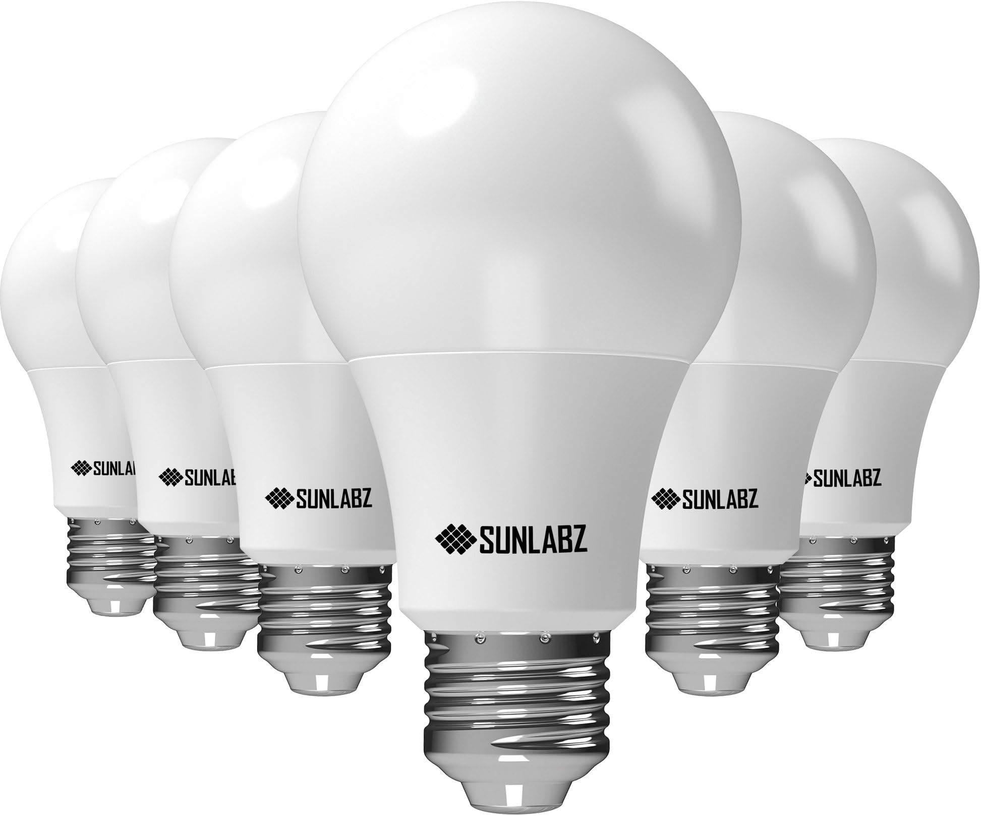SunLabz Energy-Saving LED Light Bulbs - A19, Soft-White, 60-Watt Equivalent, E26 Socket, Non-Dimmable, Pack of 6